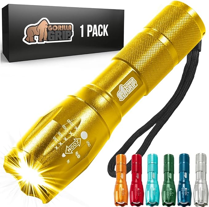 Gorilla Grip Powerful LED 750 FT Water Resistant 5 Adjustable Mode Tactical Flashlight