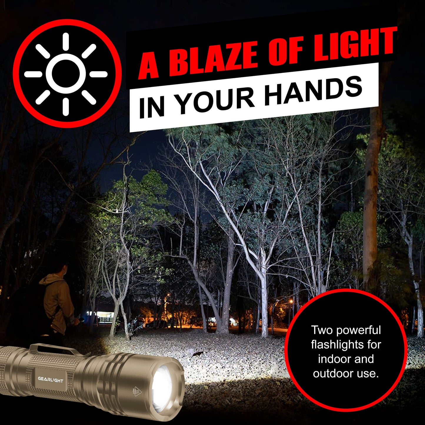 GearLight TAC LED Flashlight 2 Pack