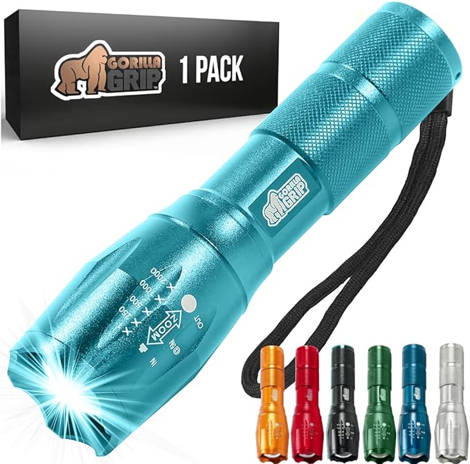 Gorilla Grip Powerful LED 750 FT Water Resistant 5 Adjustable Mode Tactical Flashlight