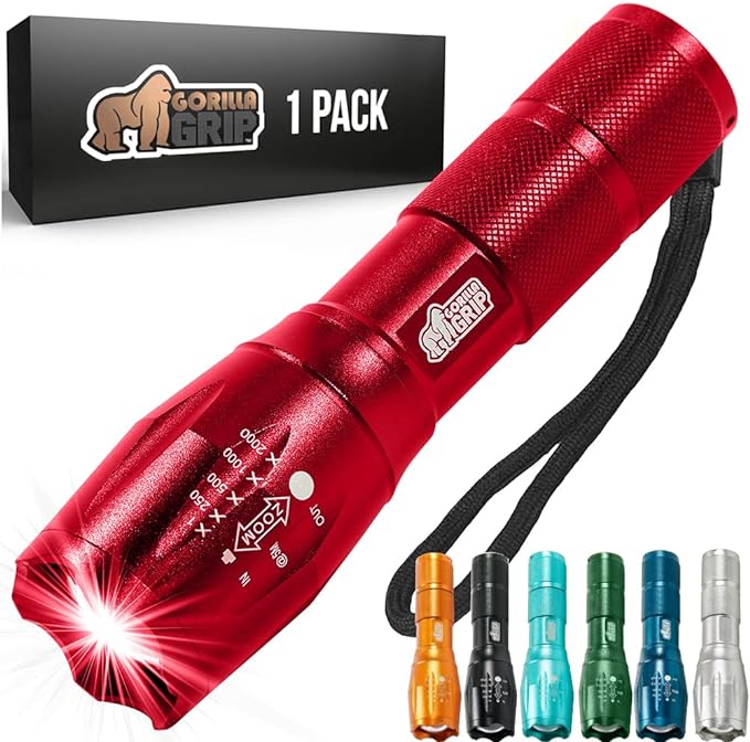 Gorilla Grip Powerful LED 750 FT Water Resistant 5 Adjustable Mode Tactical Flashlight
