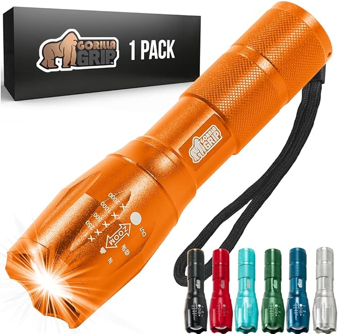 Gorilla Grip Powerful LED 750 FT Water Resistant 5 Adjustable Mode Tactical Flashlight
