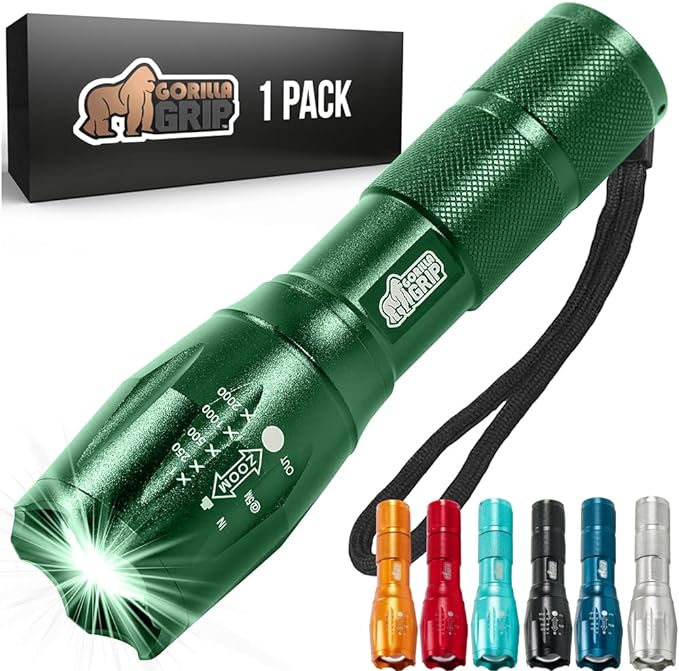 Gorilla Grip Powerful LED 750 FT Water Resistant 5 Adjustable Mode Tactical Flashlight