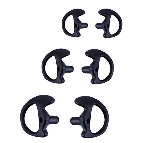 AIRSN Replacement Earmold for Motorola Kenwood Two-Way Radio Air Acoustic Coil Tube Audio Kits (Black, 2 Pair-Medium)