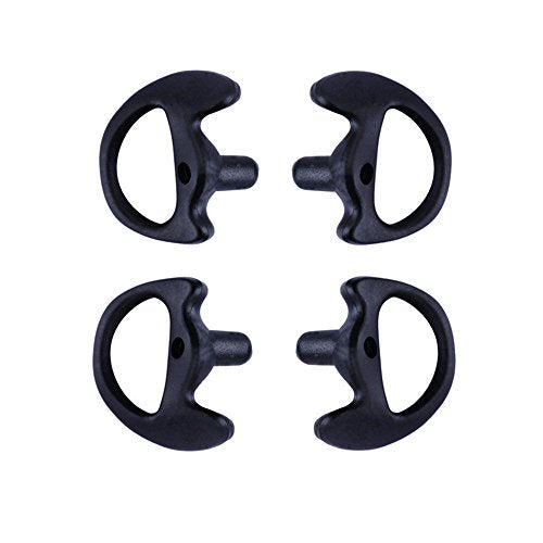 AIRSN Replacement Earmold for Motorola Kenwood Two-Way Radio Air Acoustic Coil Tube Audio Kits (Black, 2 Pair-Medium)