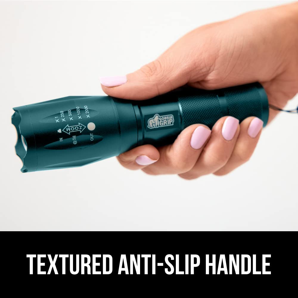 Gorilla Grip Powerful LED 750 FT Water Resistant 5 Adjustable Mode Tactical Flashlight
