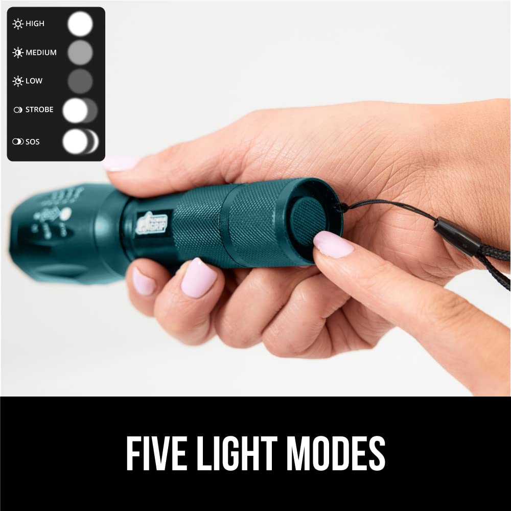 Gorilla Grip Powerful LED 750 FT Water Resistant 5 Adjustable Mode Tactical Flashlight