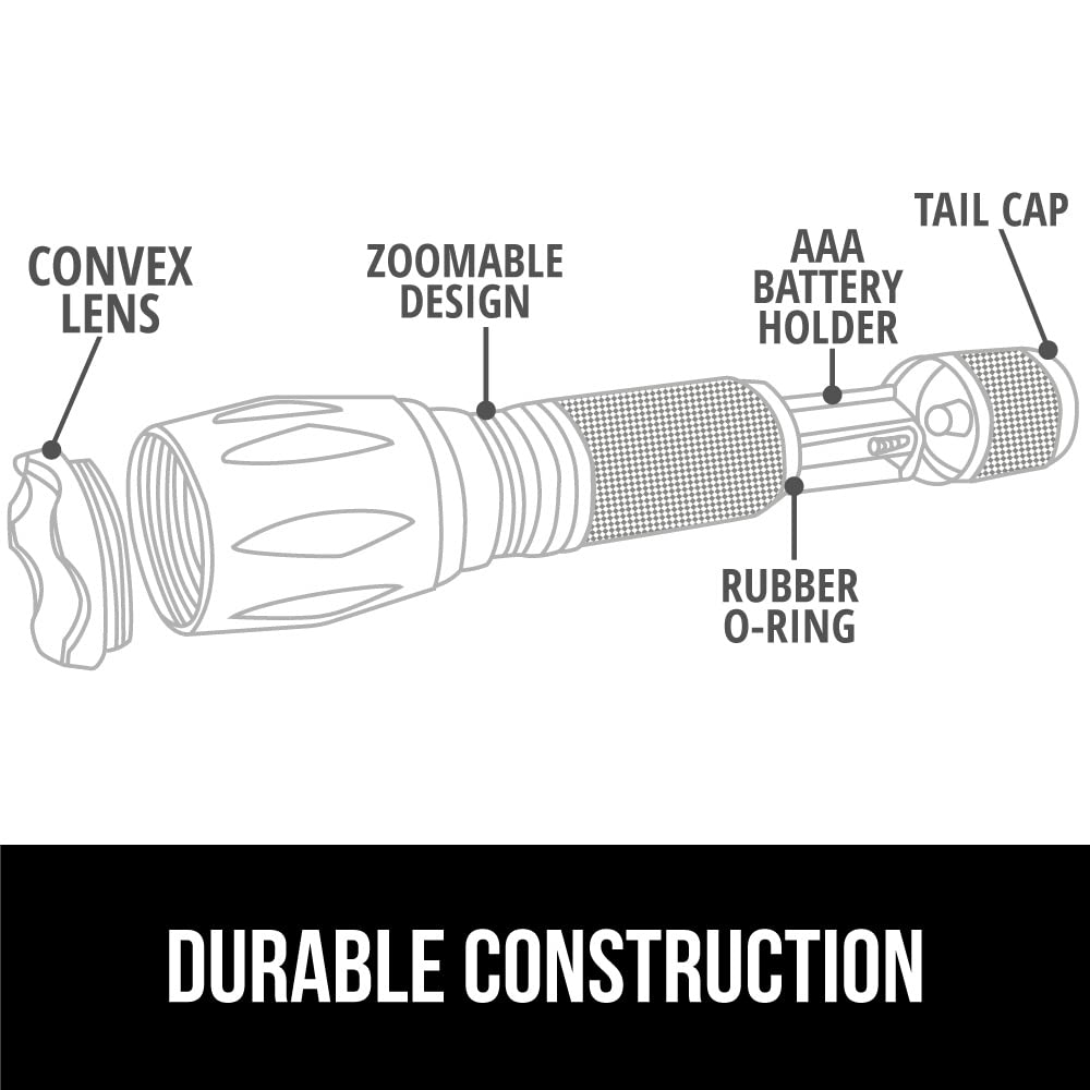 Gorilla Grip Powerful LED 750 FT Water Resistant 5 Adjustable Mode Tactical Flashlight