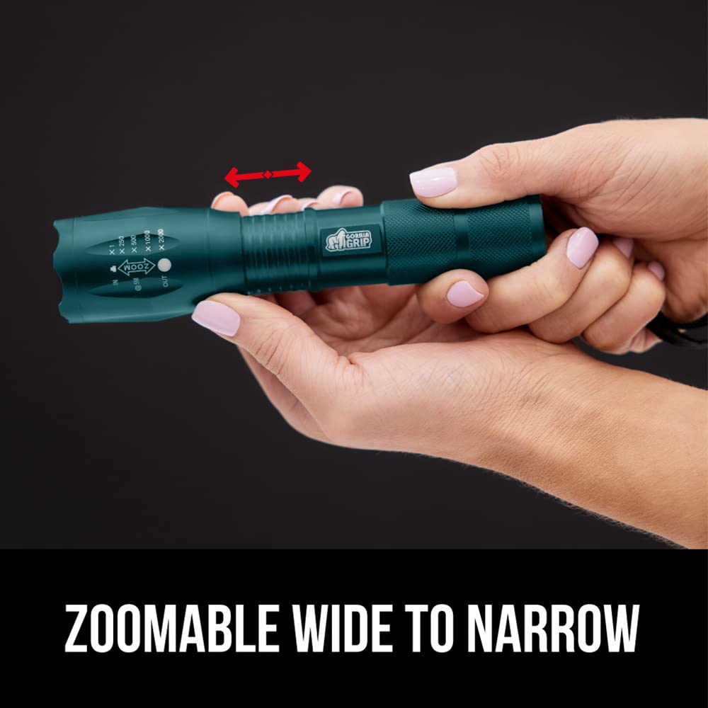Gorilla Grip Powerful LED 750 FT Water Resistant 5 Adjustable Mode Tactical Flashlight