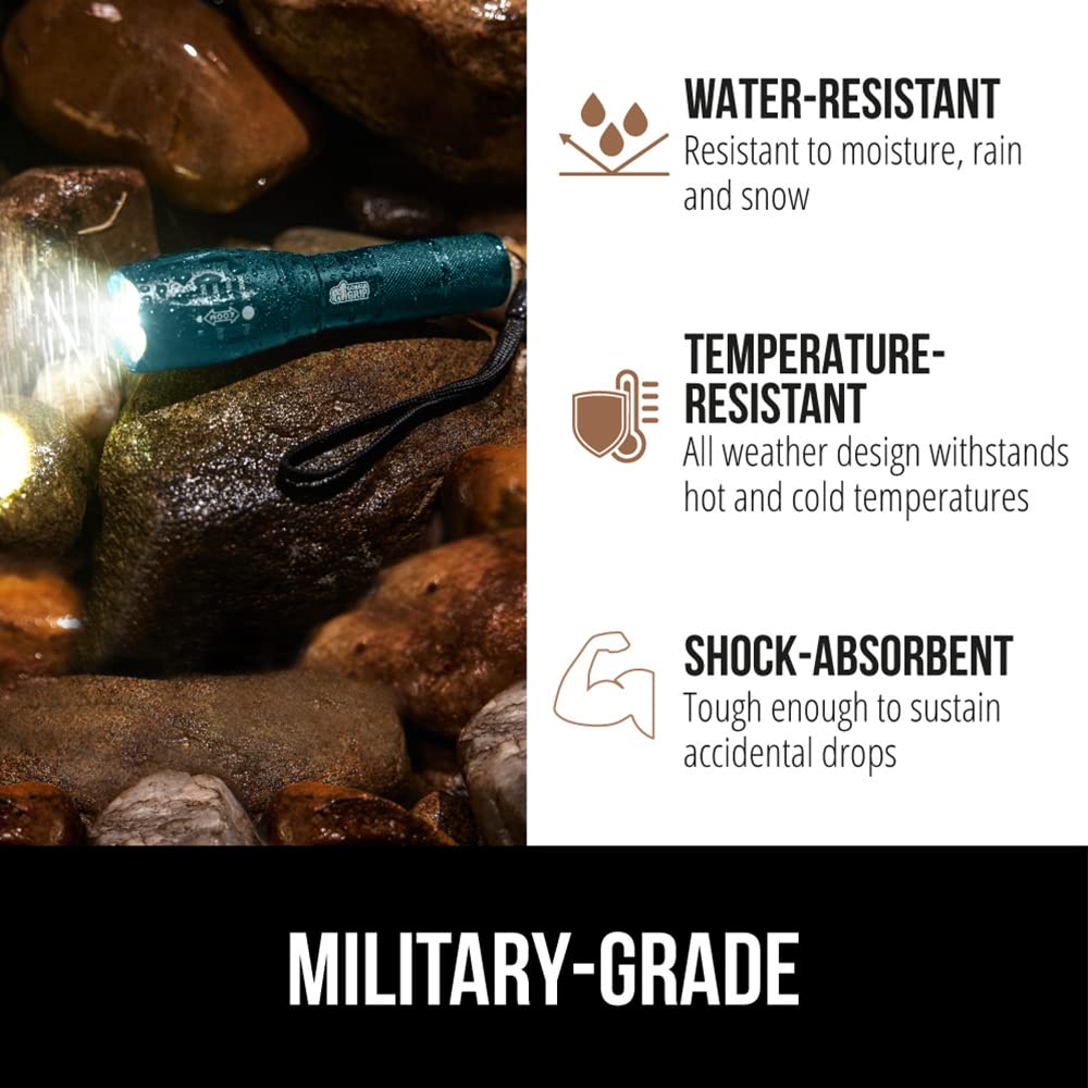 Gorilla Grip Powerful LED 750 FT Water Resistant 5 Adjustable Mode Tactical Flashlight