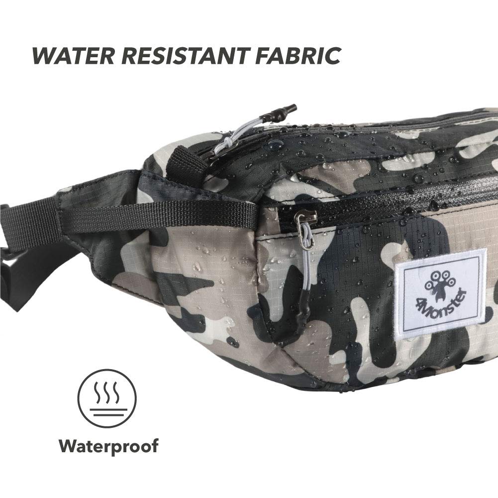 4Monster Hiking Waist Packs Portable,Water Resistant Fanny Pack Bags Lightweight with Adjustable Strap for Outdoor, Workout,Running,Hiking,Traveling,Biking,Camping and Fishing (Army Green, 2L)