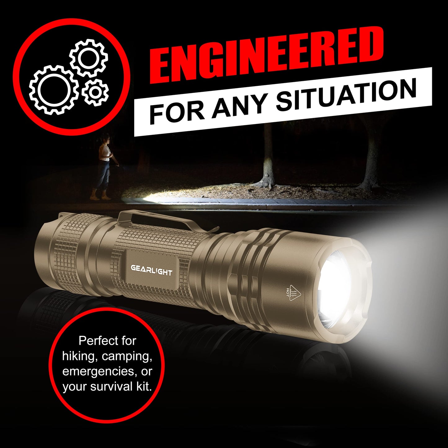 GearLight TAC LED Flashlight 2 Pack